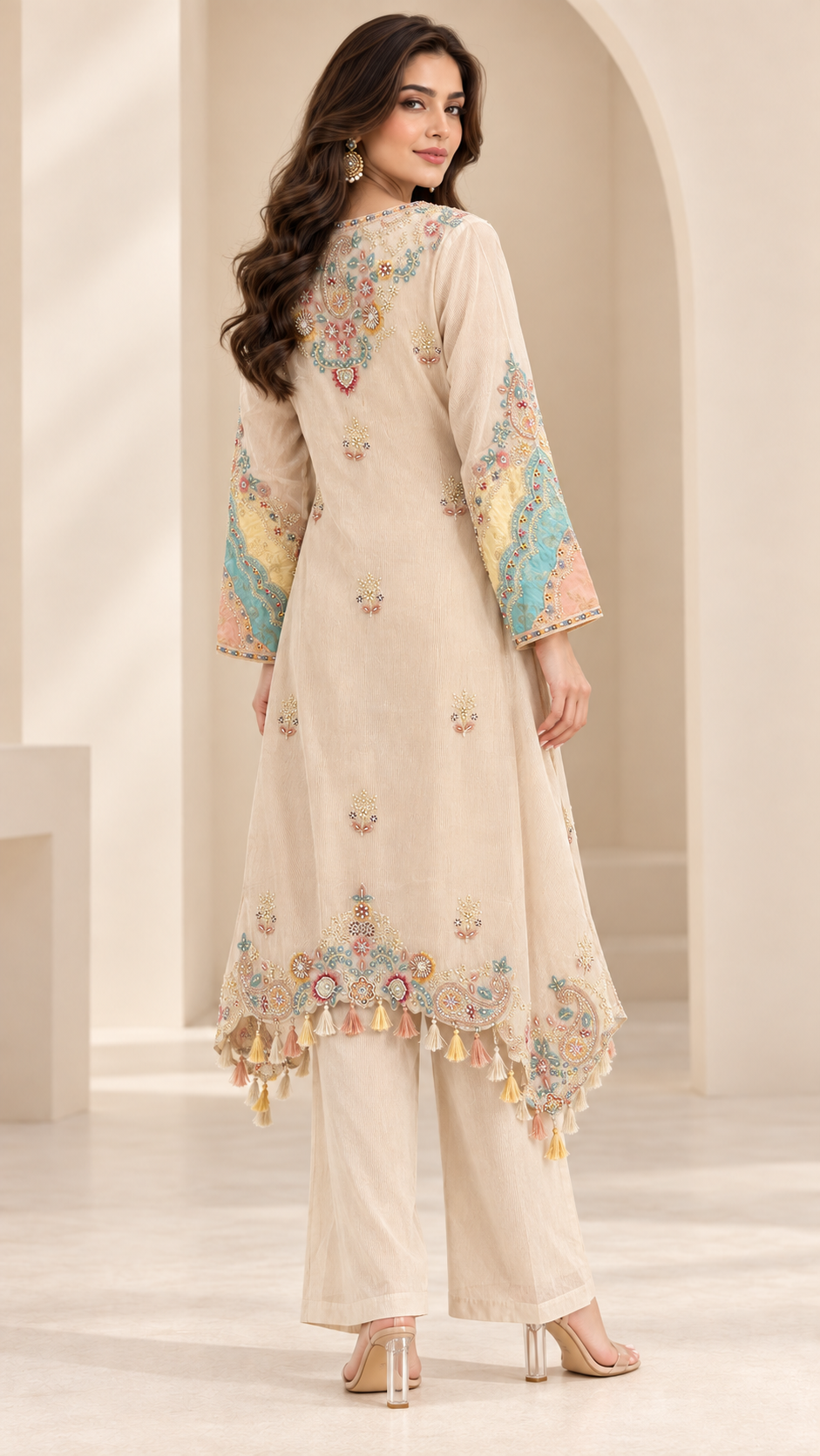 Warm Ivory Indo western