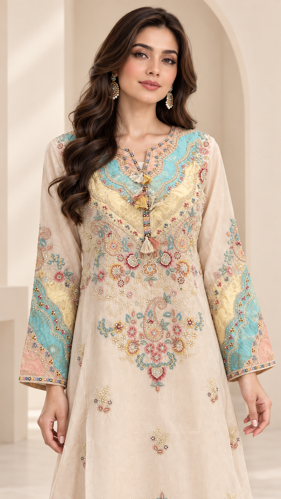 Warm Ivory Indo western