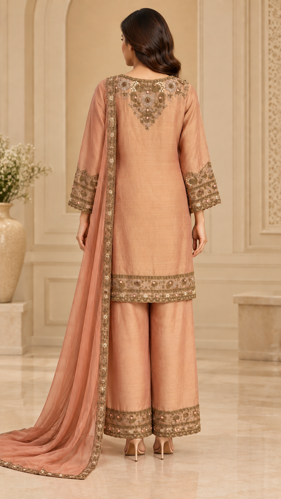 Dusty-peach Indo western