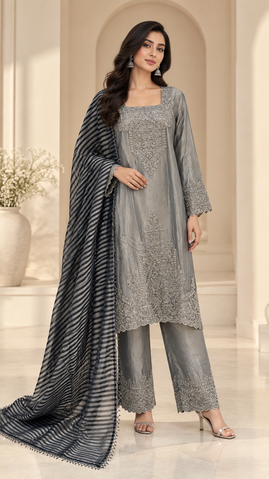 Metallic Silver Palazzo