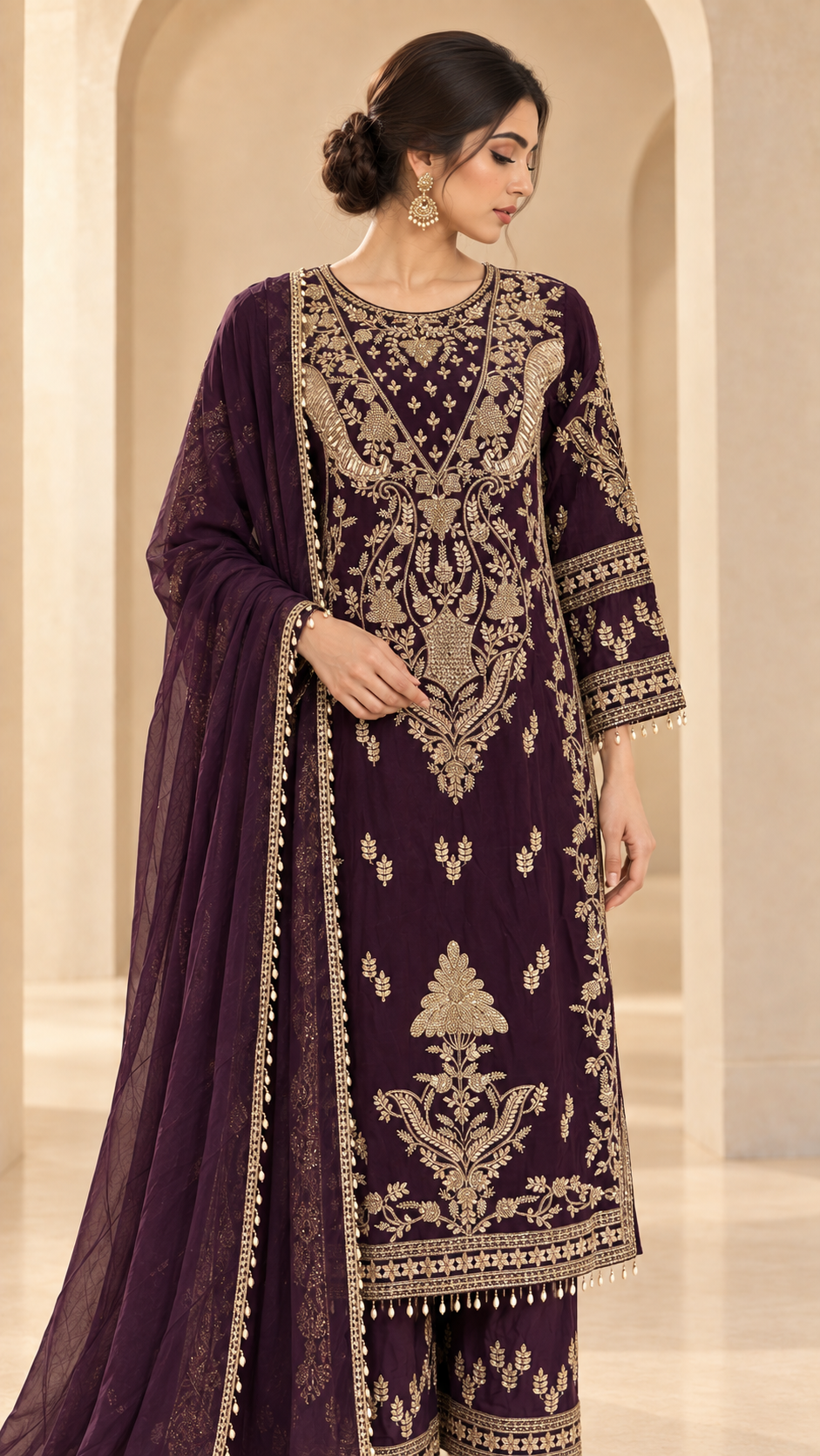 Regal Plum Pakistani Suit