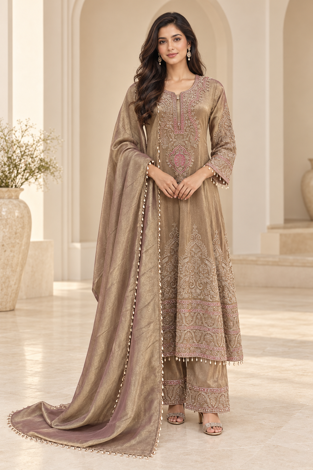 Champagne-Gold Anarkali Frock