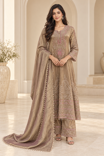 Champagne-Gold Anarkali Frock