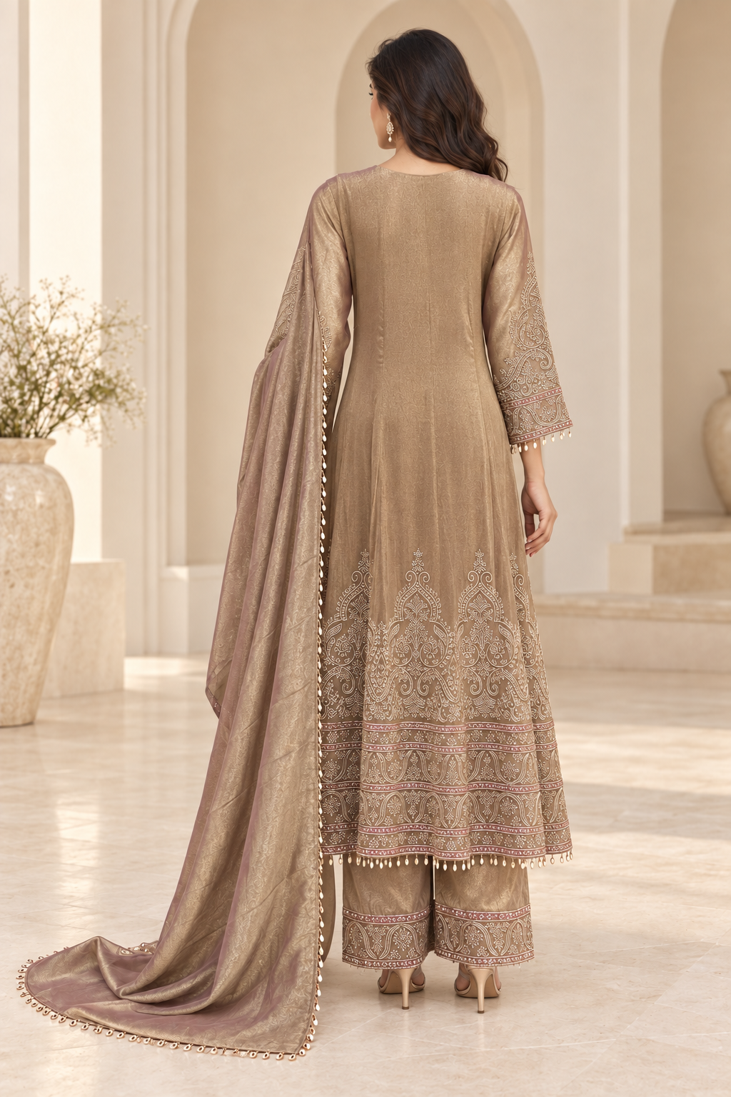 Champagne-Gold Anarkali Frock