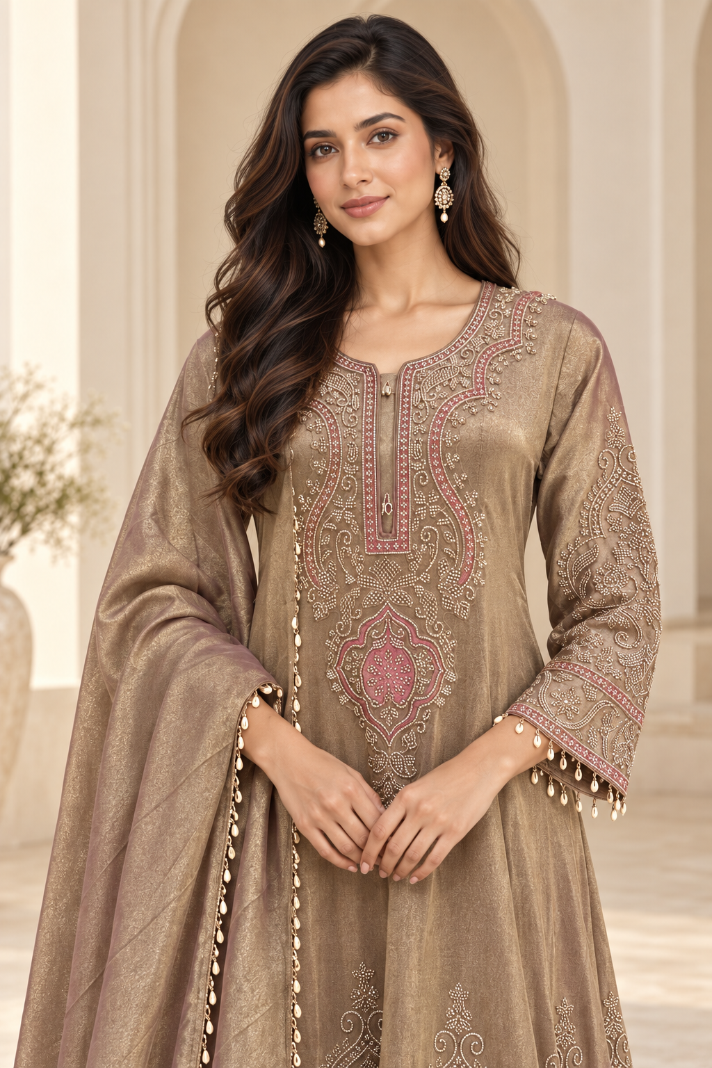 Champagne-Gold Anarkali Frock