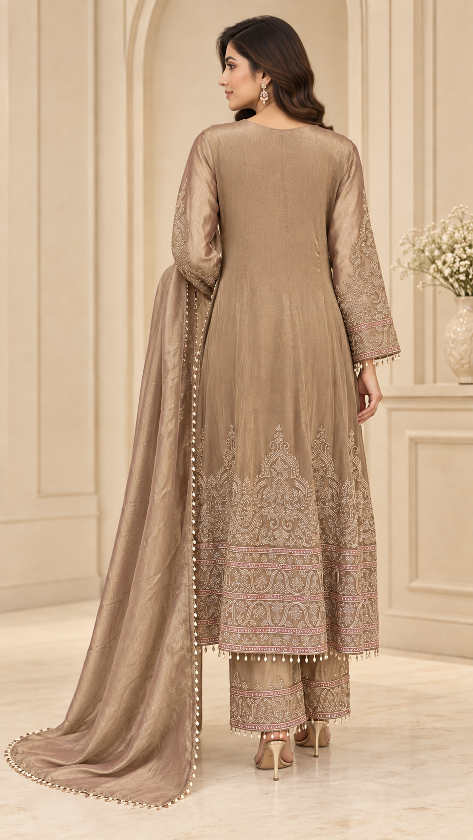Champagne Taupe Anarkali Frock
