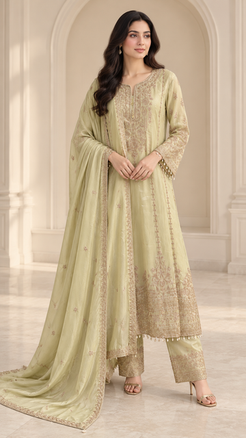 Pista Green Anarkali Frock