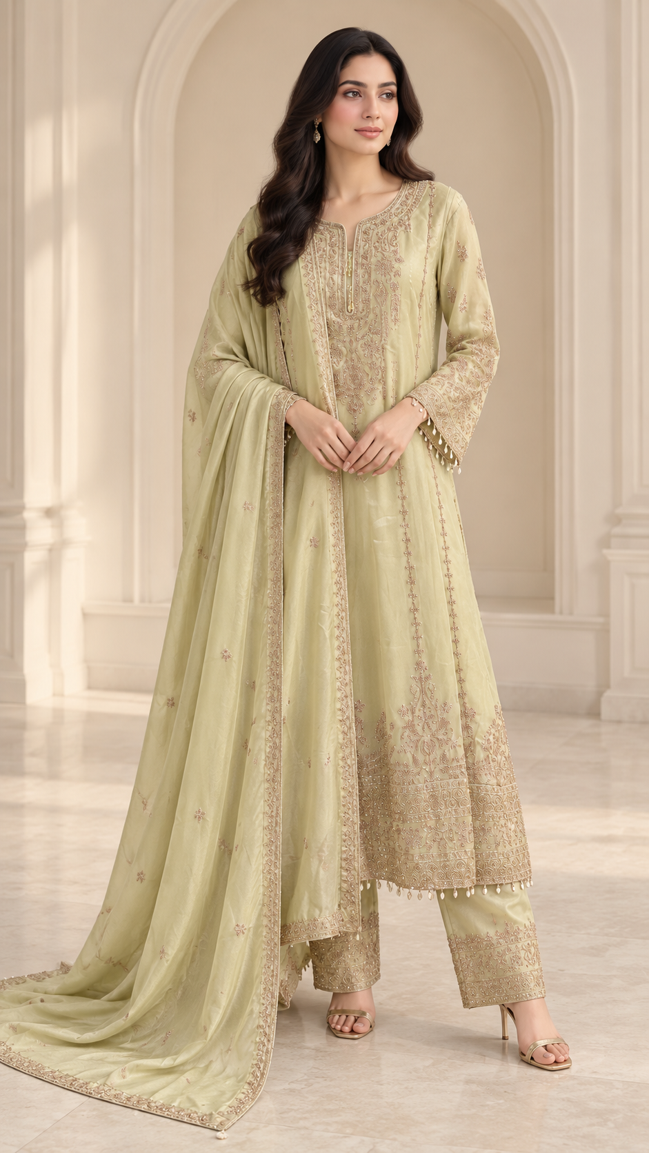 Pista Green Anarkali Frock