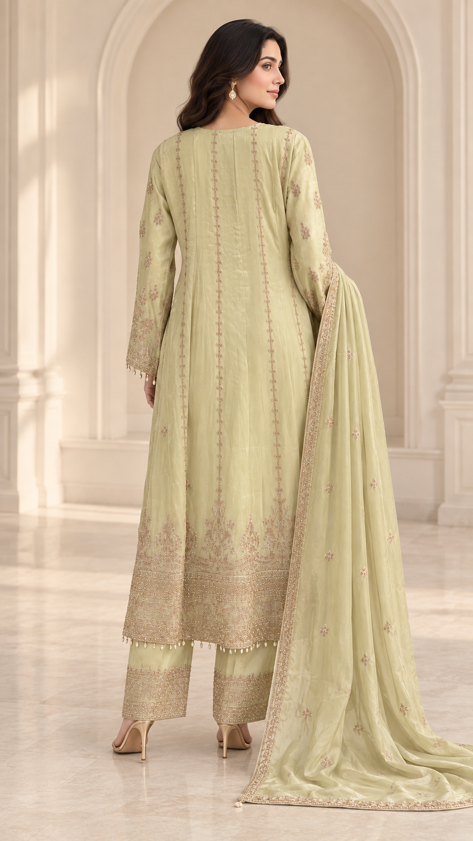 Pista Green Anarkali Frock