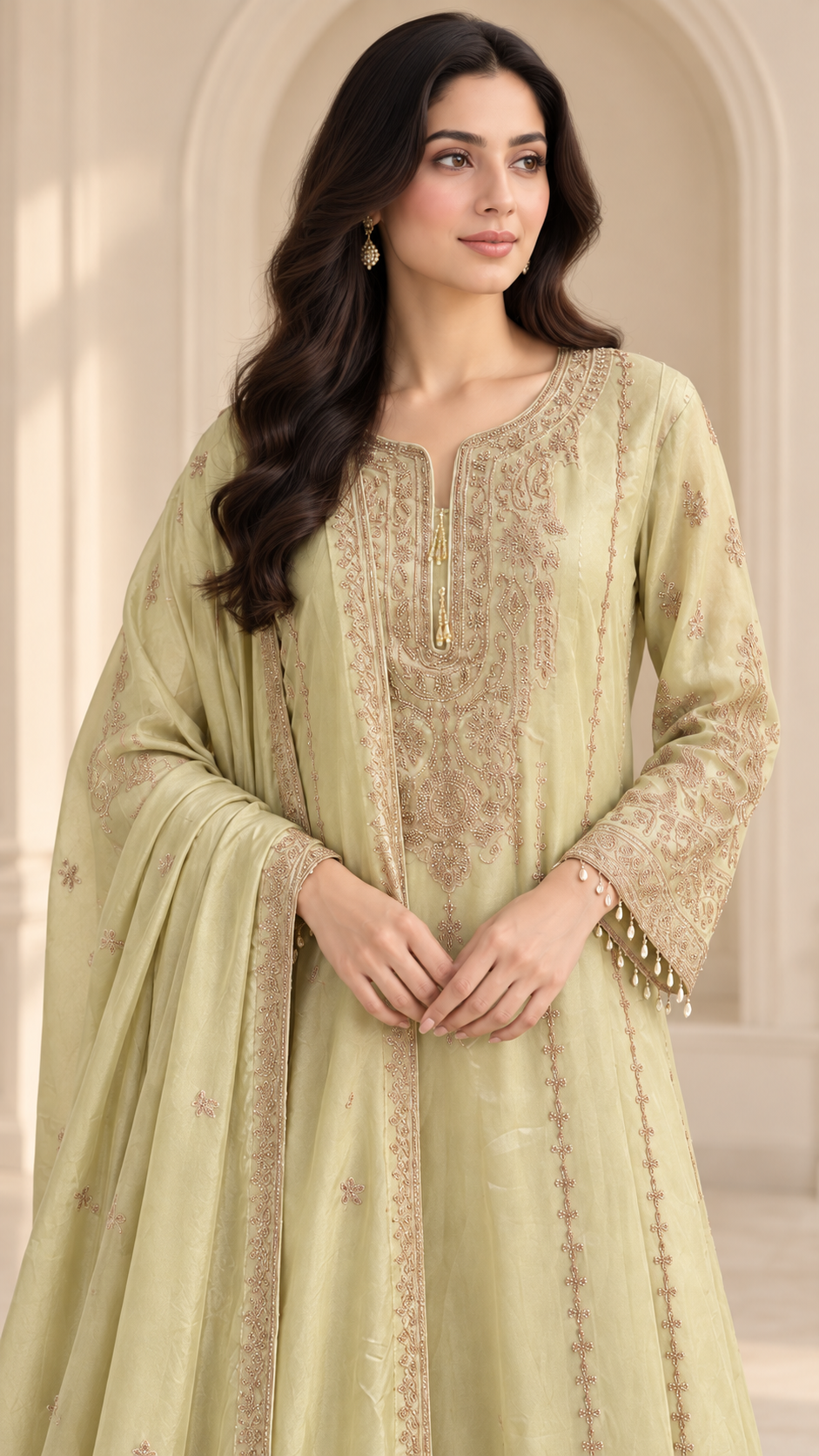Pista Green Anarkali Frock