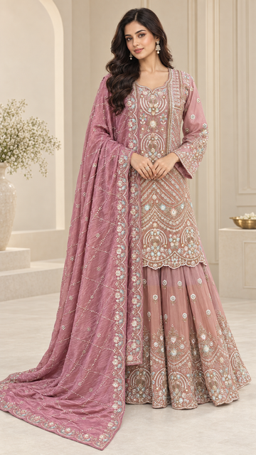 Dusty Rose Straight Shirt Sharara