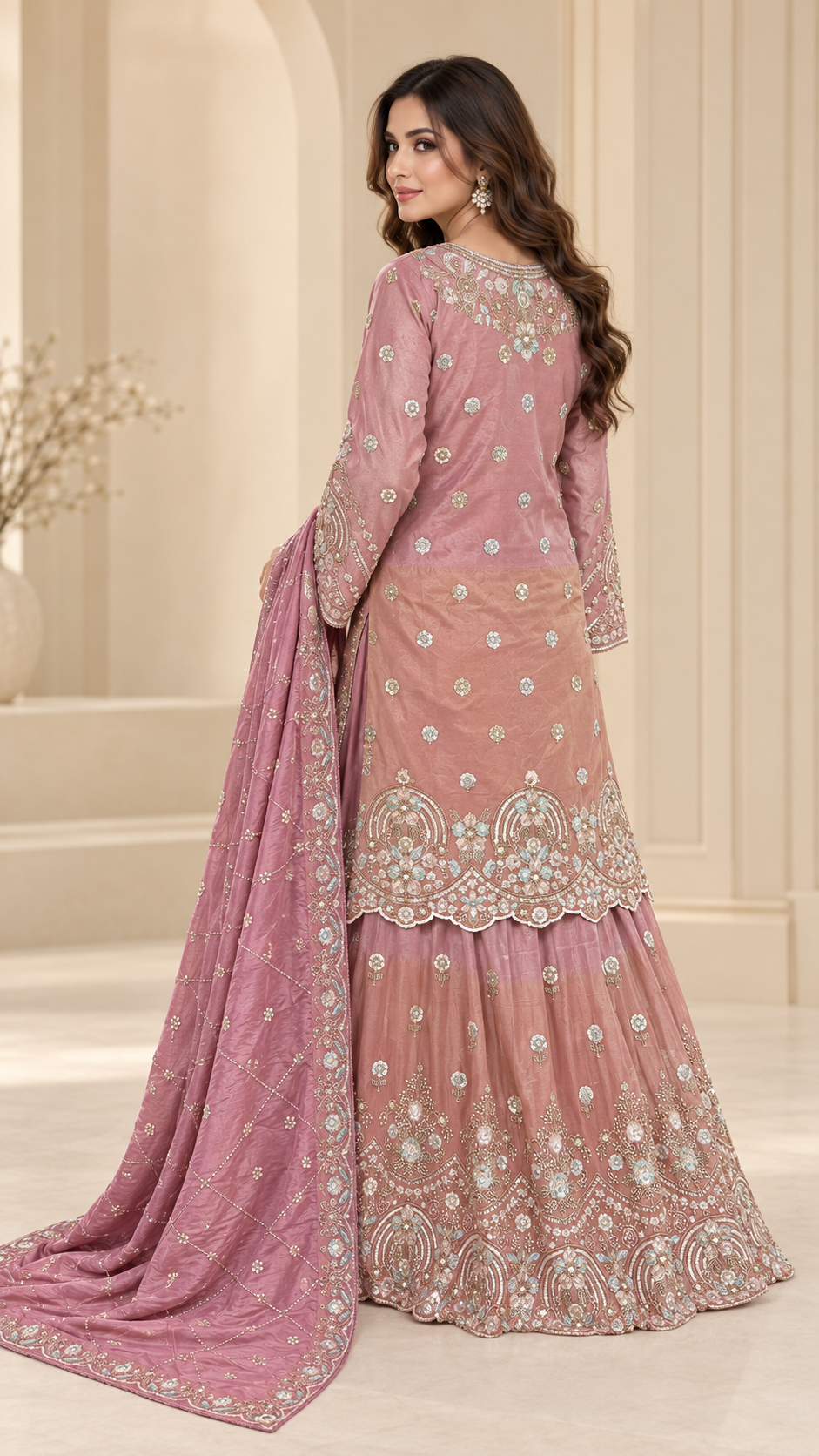 Dusty Rose Straight Shirt Sharara