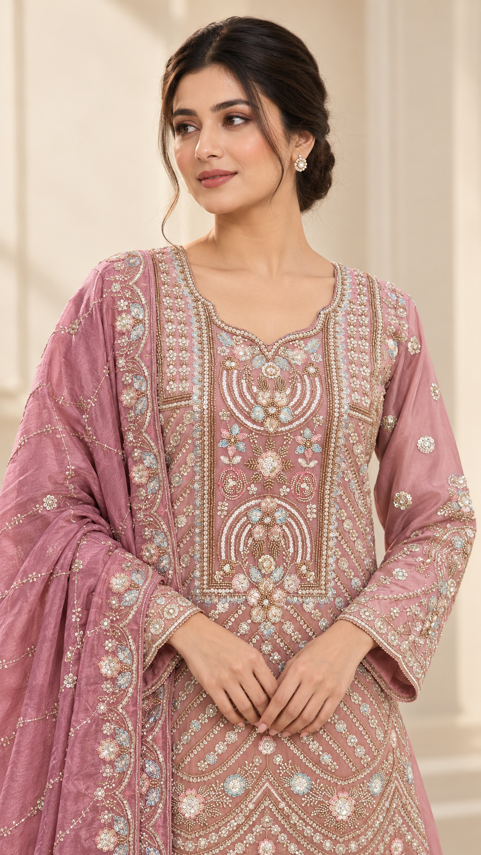 Dusty Rose Straight Shirt Sharara