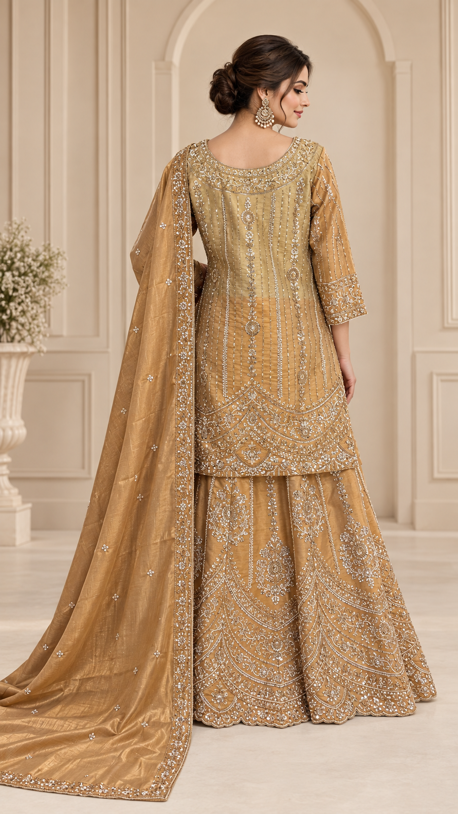 Champagne Gold Straight Shirt Sharara