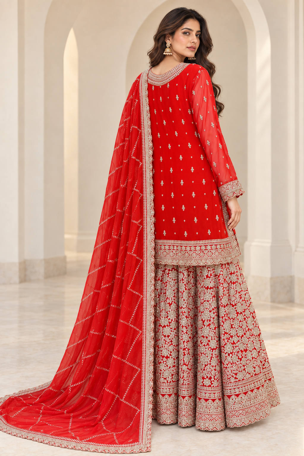Elegant Red and gold Gharara