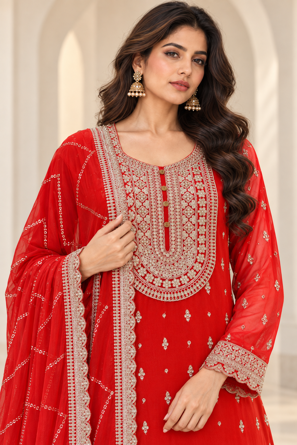 Elegant Red and gold Gharara