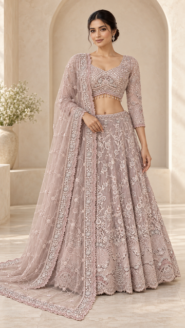 Blush Mauve Crop Top Lehenga