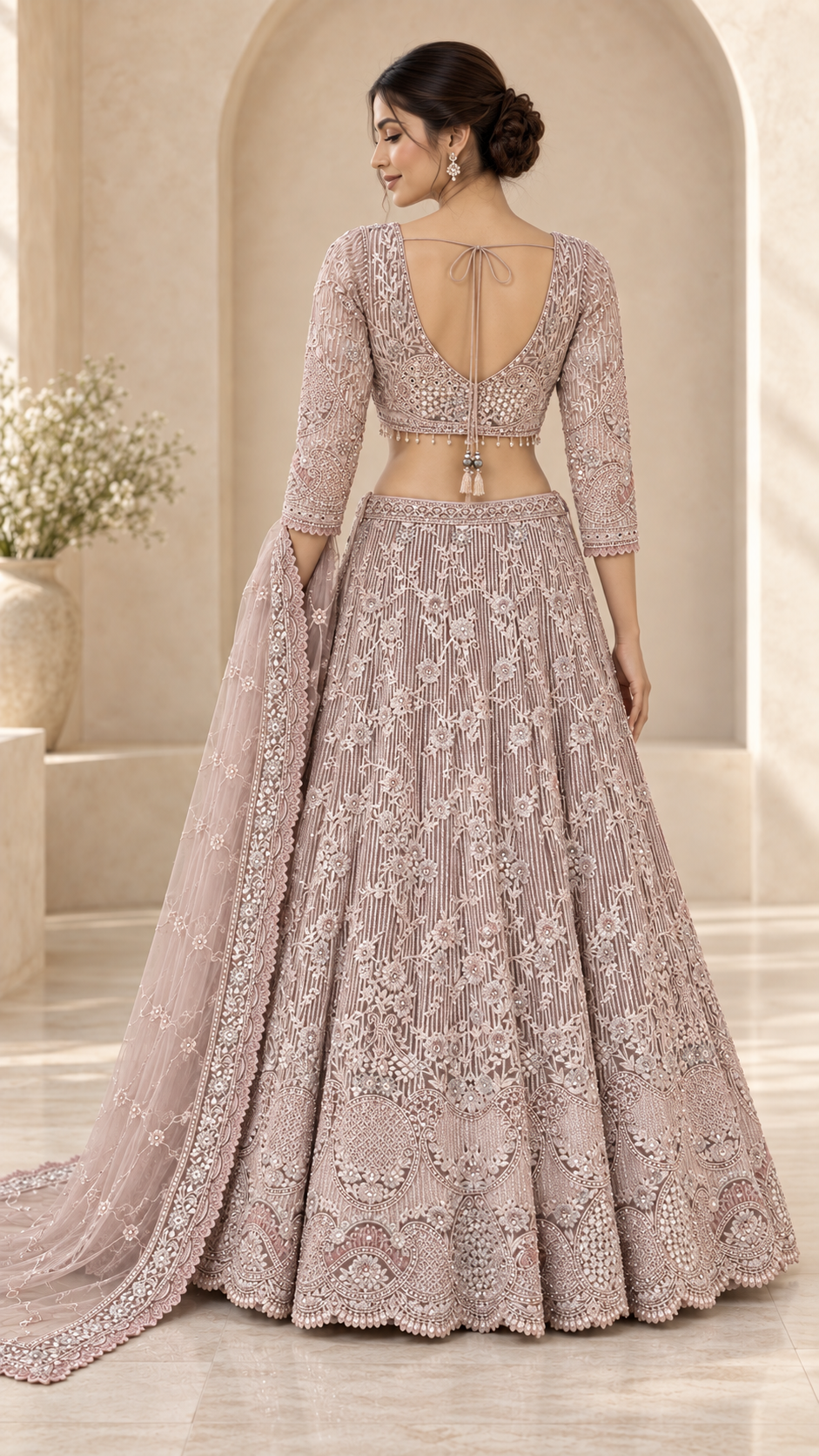 Blush Mauve Crop Top Lehenga