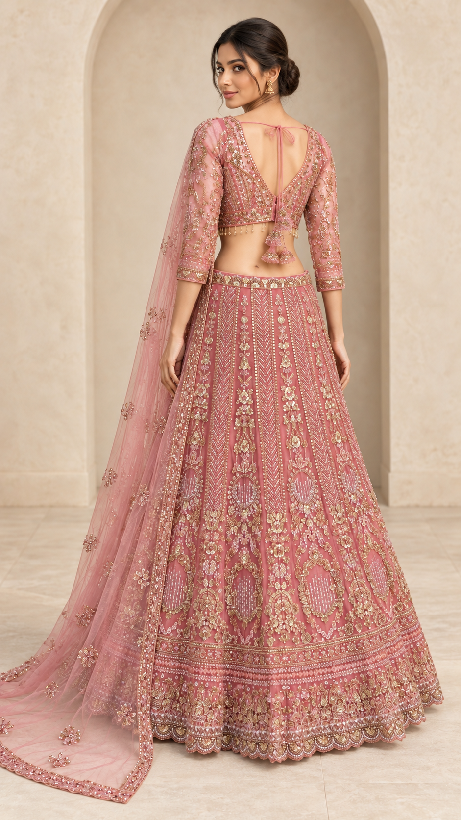 Dusty Rose Crop Top Lehenga