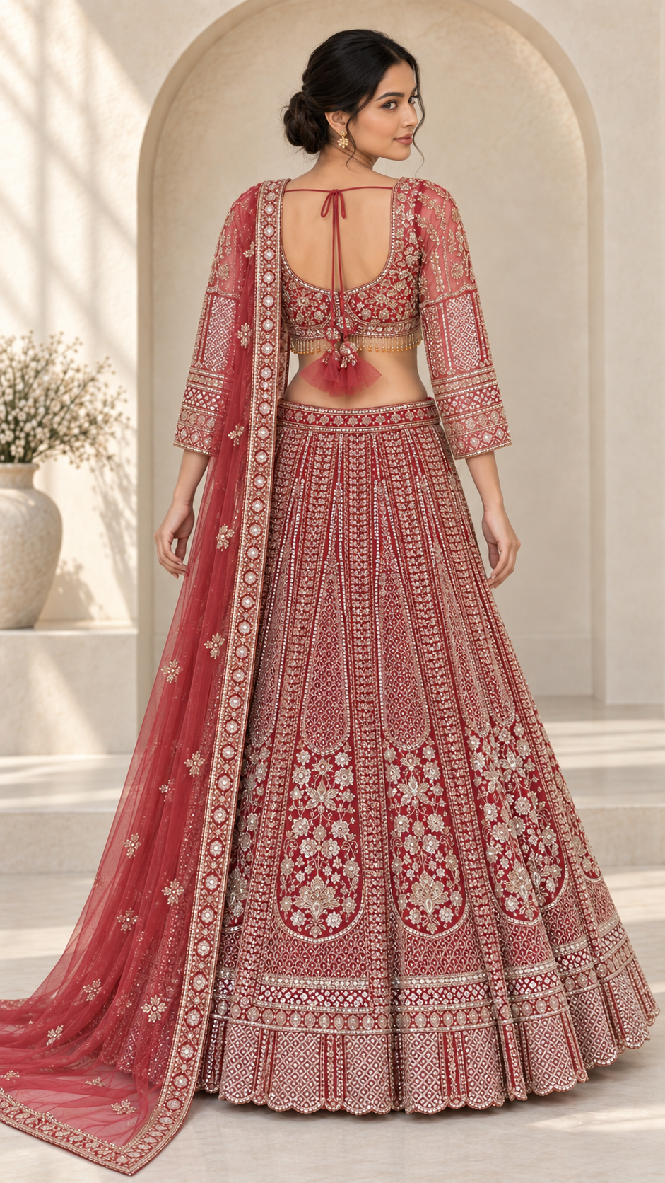 Deep Rose Crop Top Lehenga