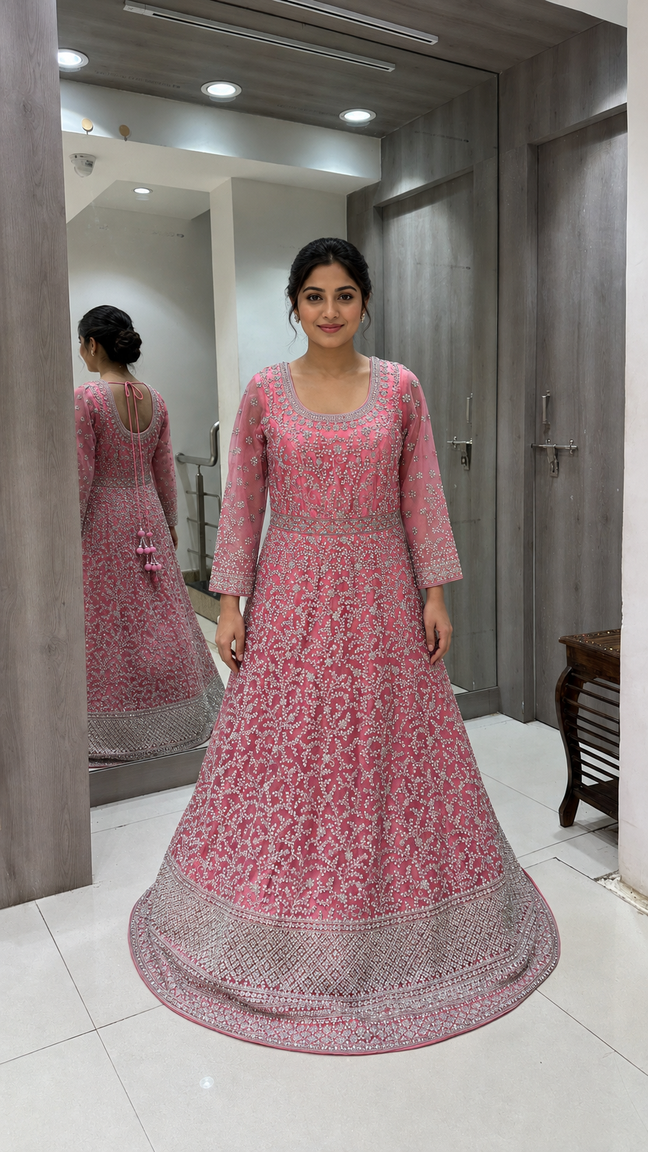 Pink Embroidered Bridal Lenenga