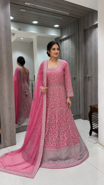 Pink Embroidered Bridal Lenenga
