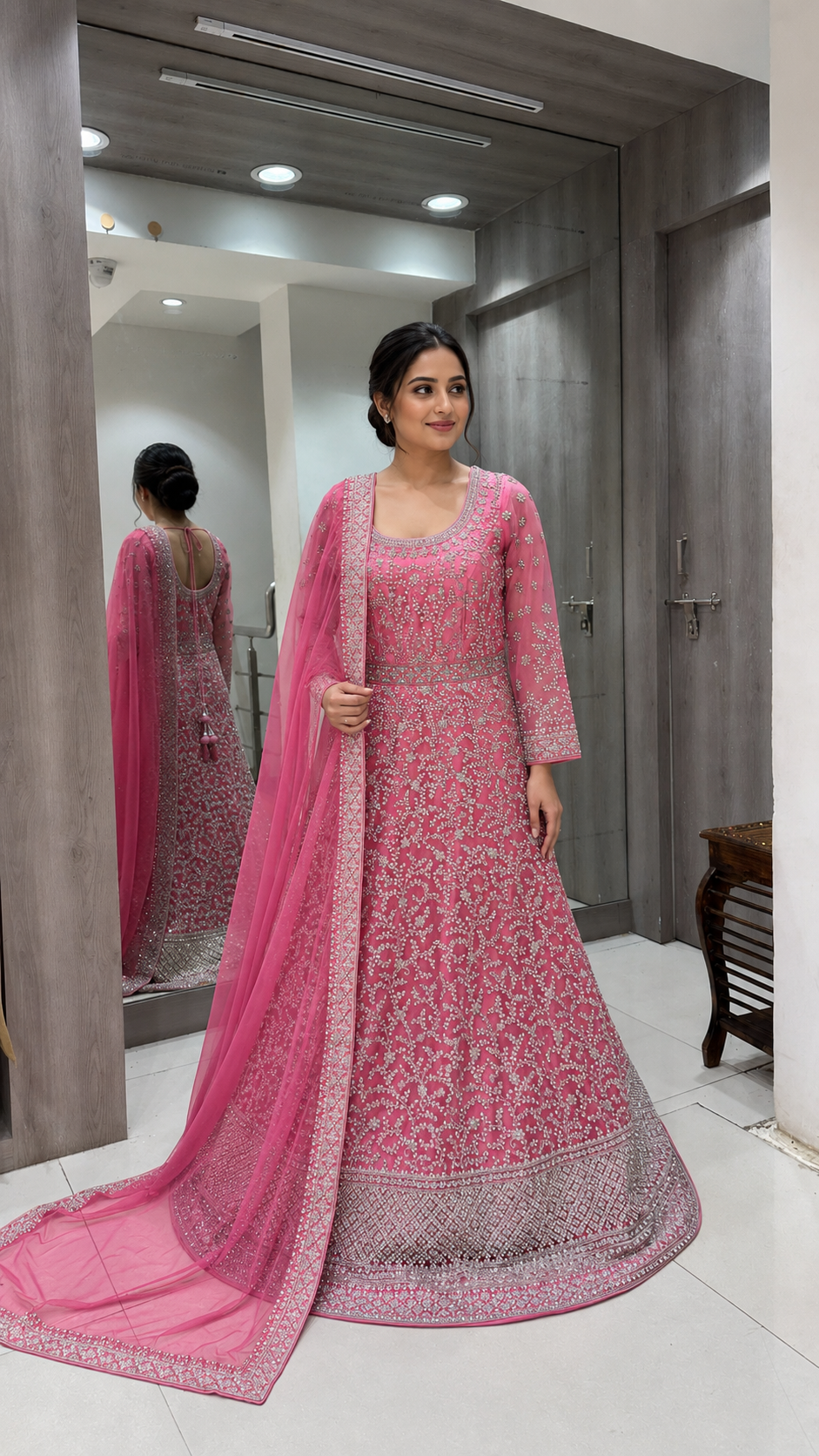 Pink Embroidered Bridal Lenenga