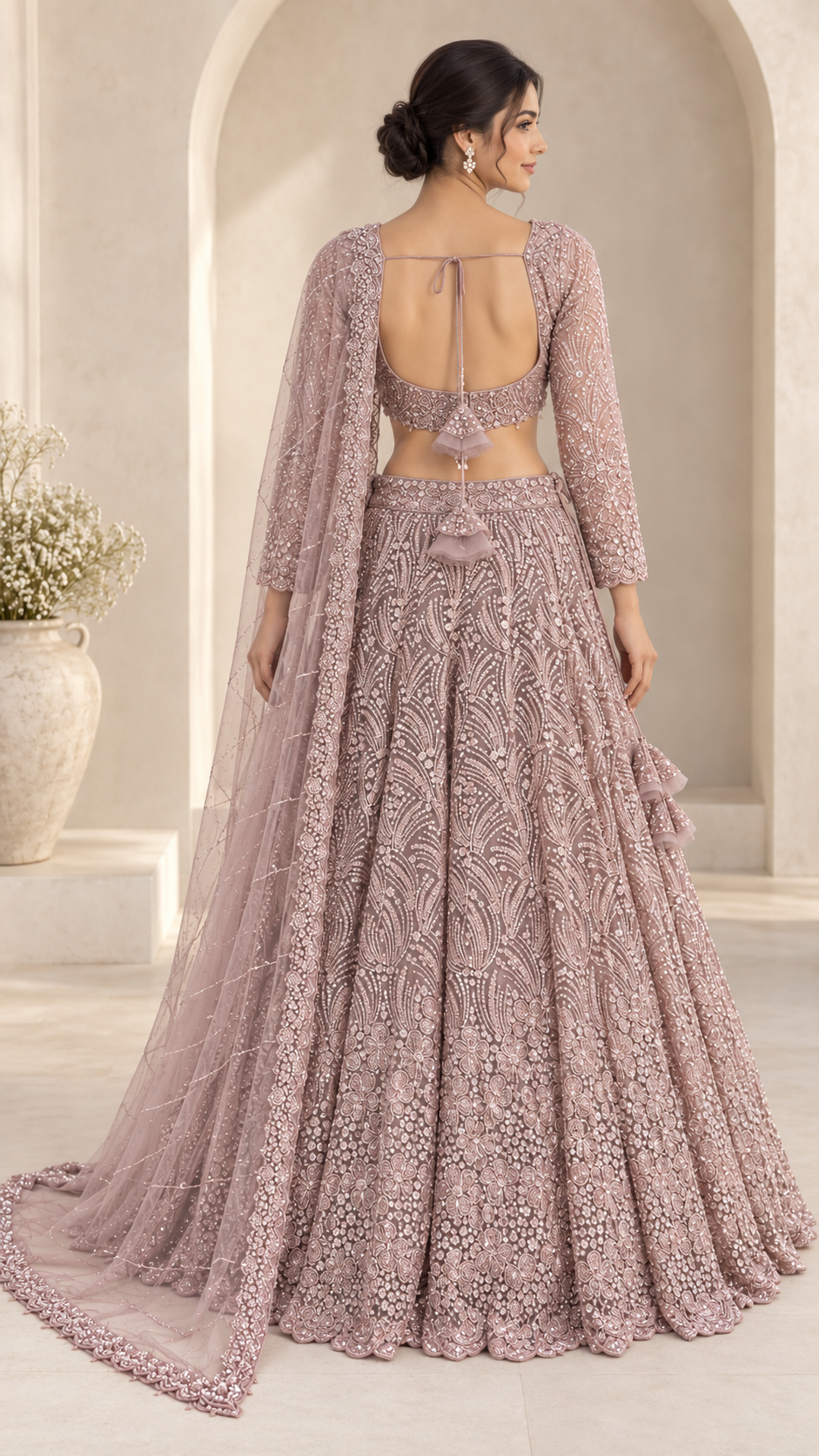 Blush Mauve Crop Top Lehenga