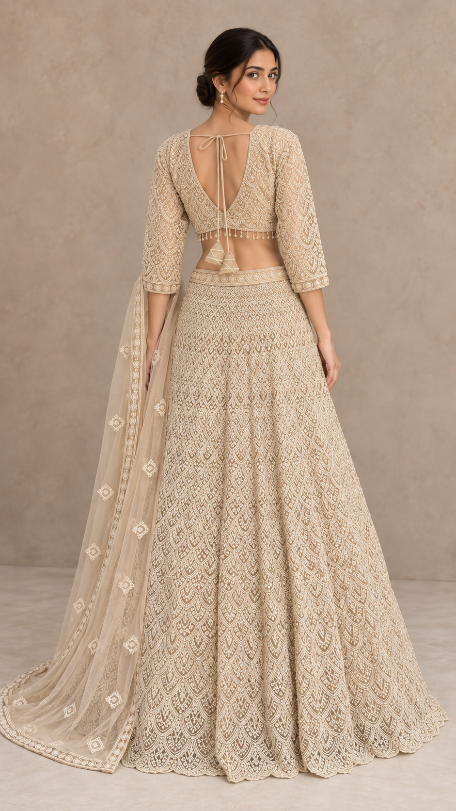 Elegant Ivory Crop Top Lehenga