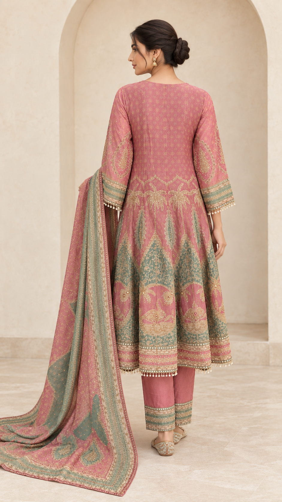Dusty Rose and Sage Indo western