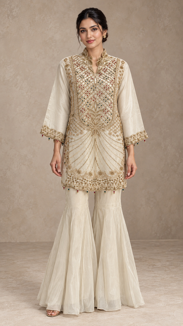 Elegant Ivory Indo western