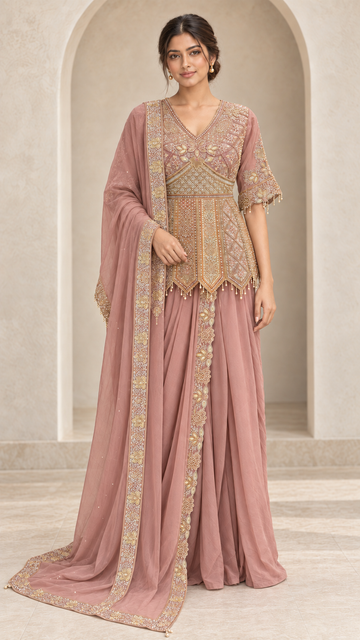 Dusty Mauve Indo western