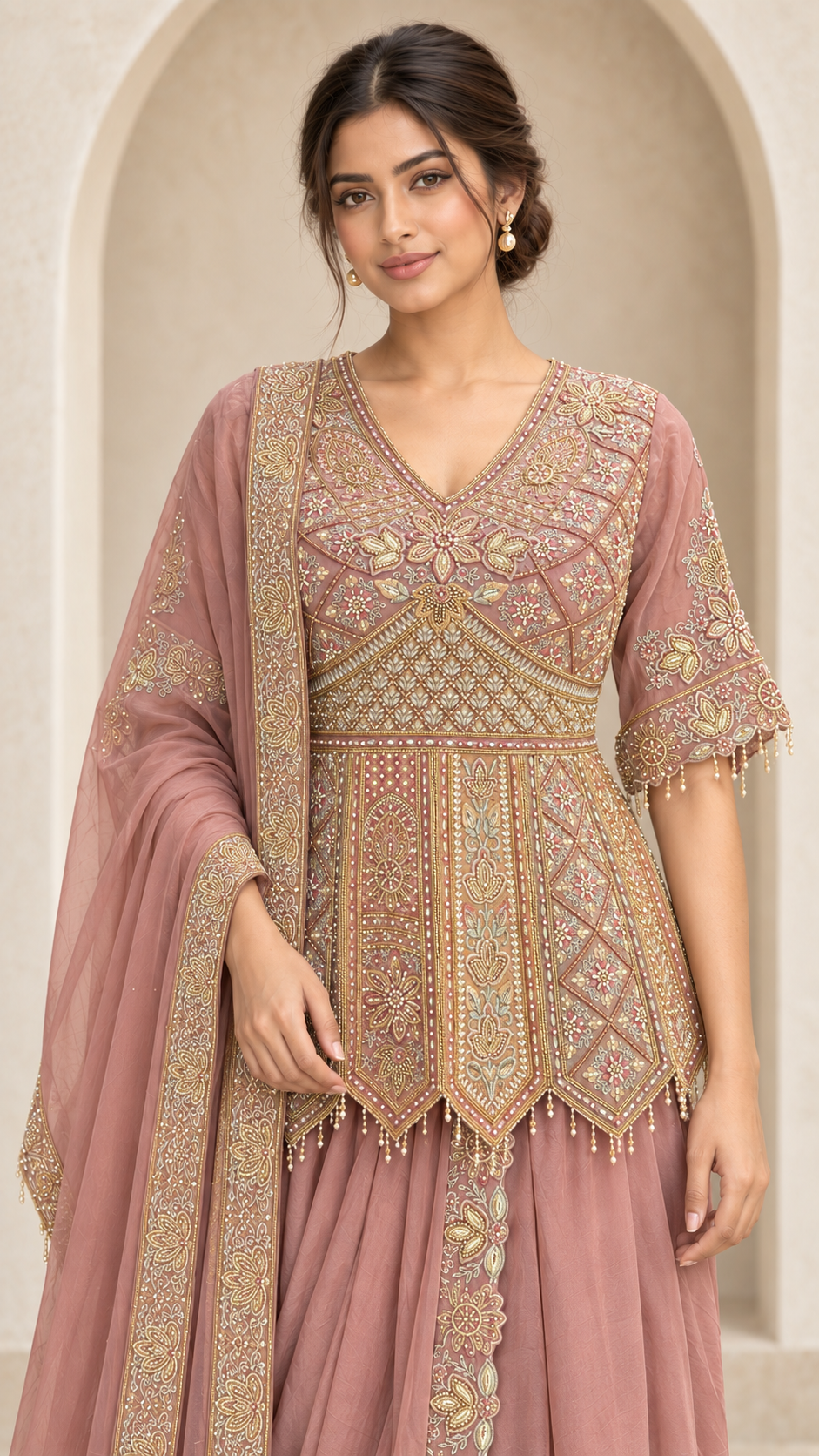 Dusty Mauve Indo western