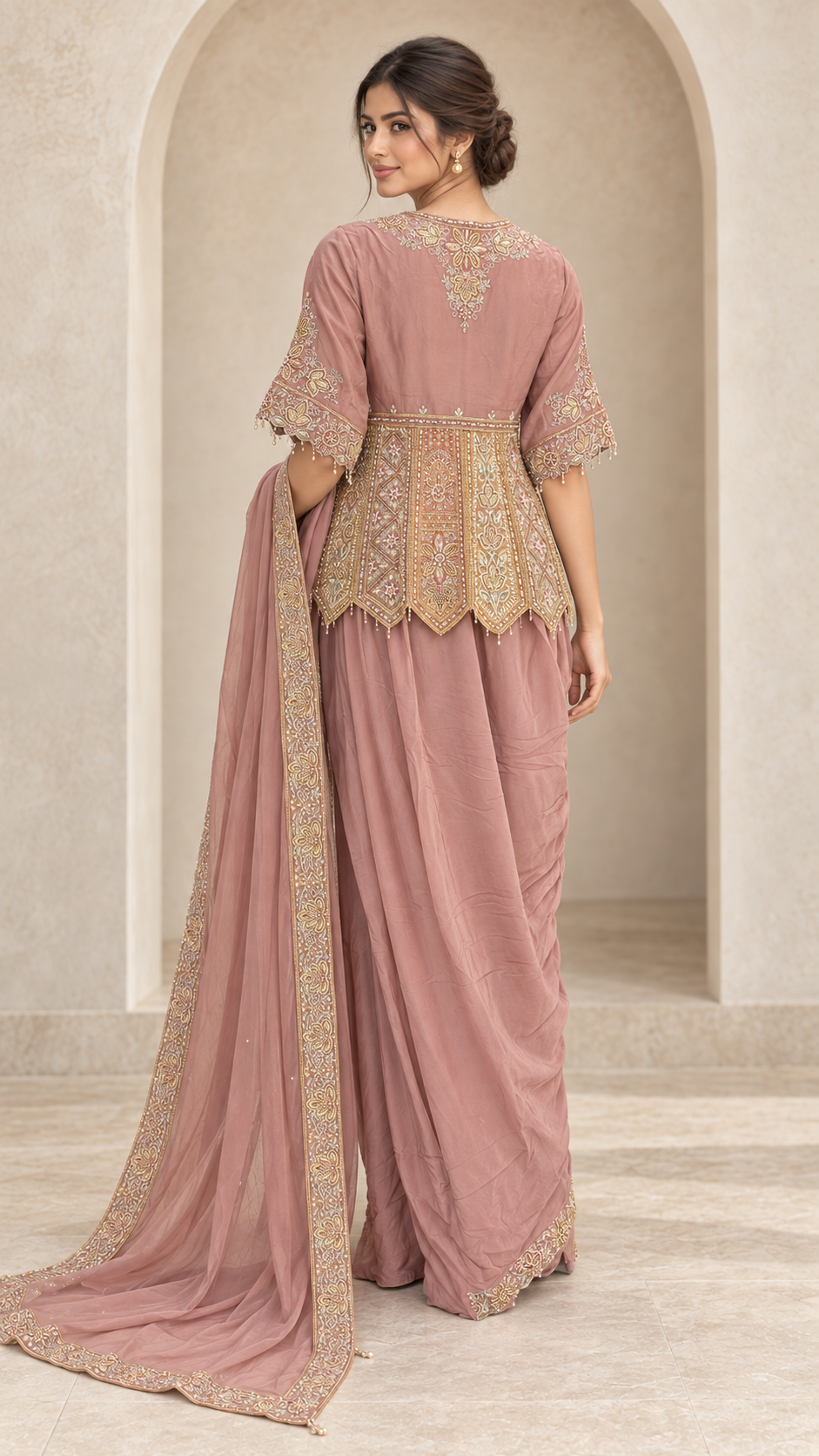 Dusty Mauve Indo western