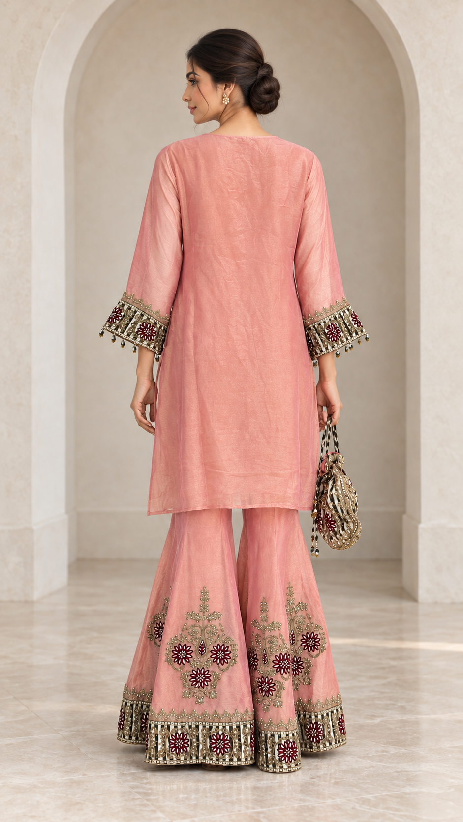 Elegant Peach Indo western
