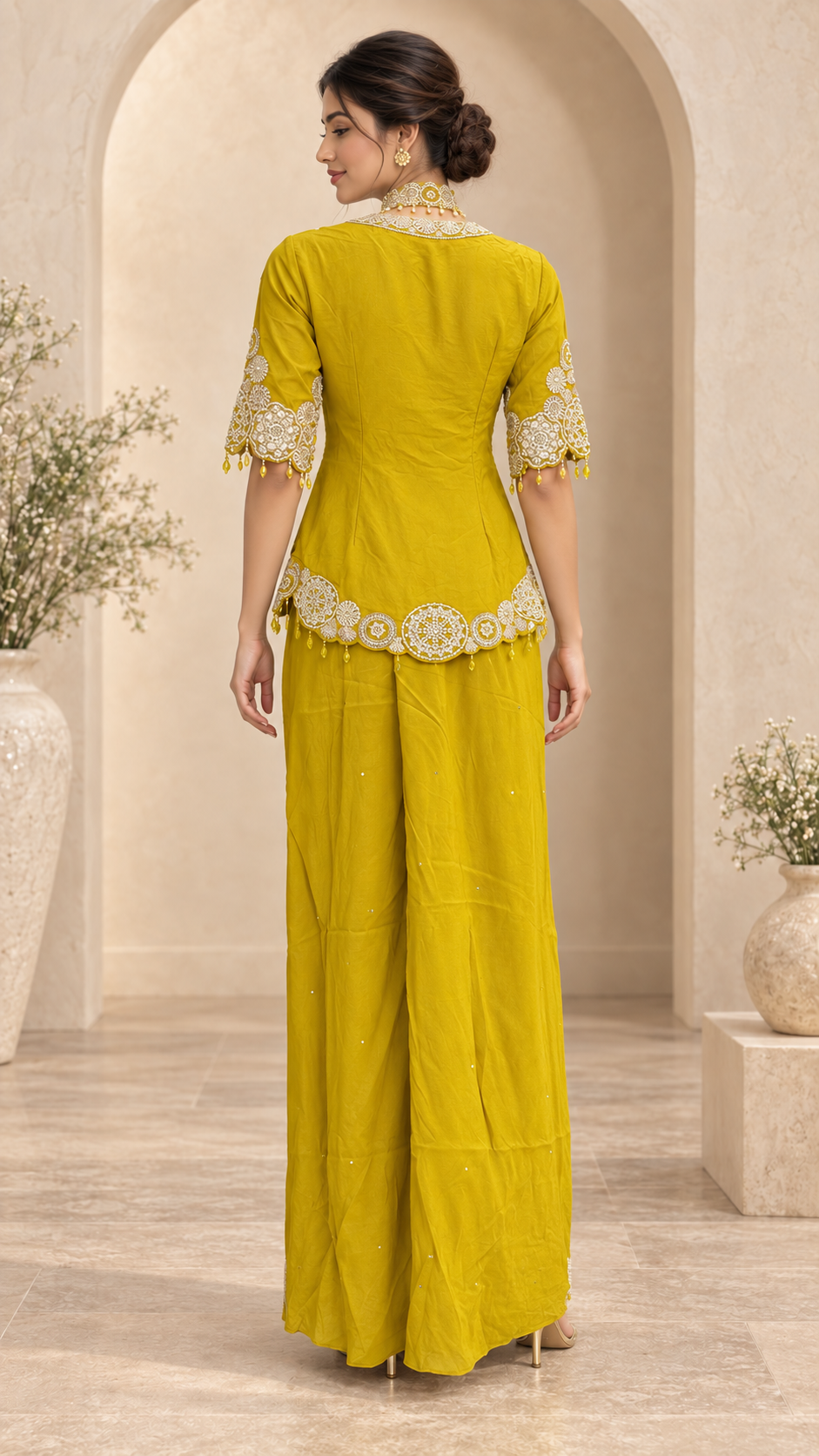 Mustard Yellow Indo western