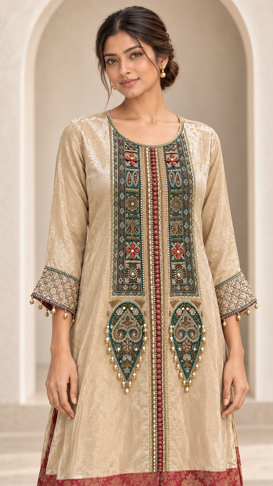 Champagne teal Indo western