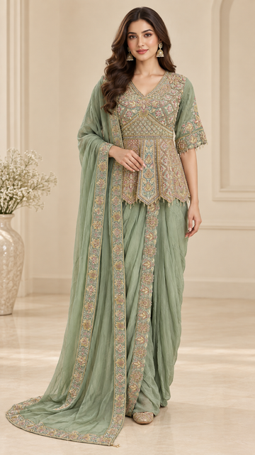 Sage Green Indo western