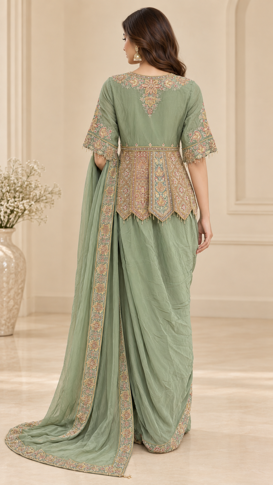 Sage Green Indo western
