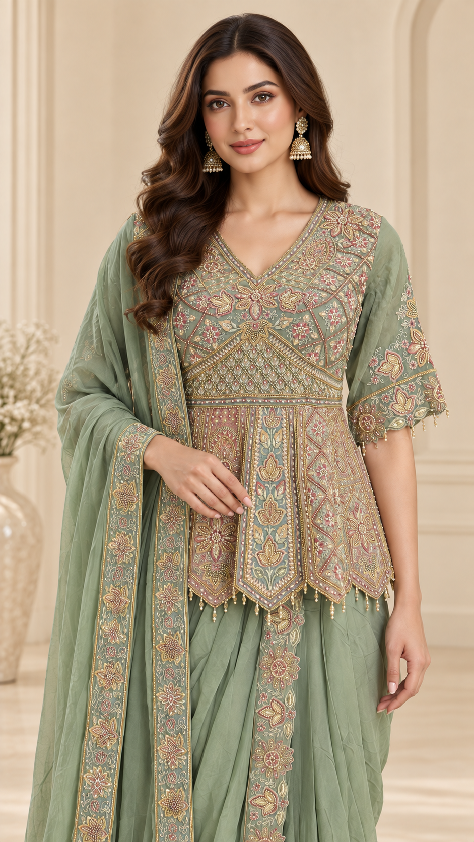 Sage Green Indo western