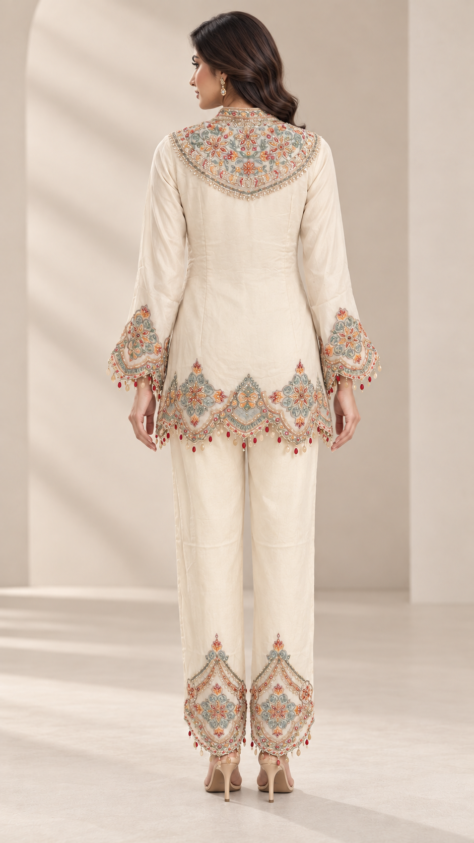 Ivory floral Indo western