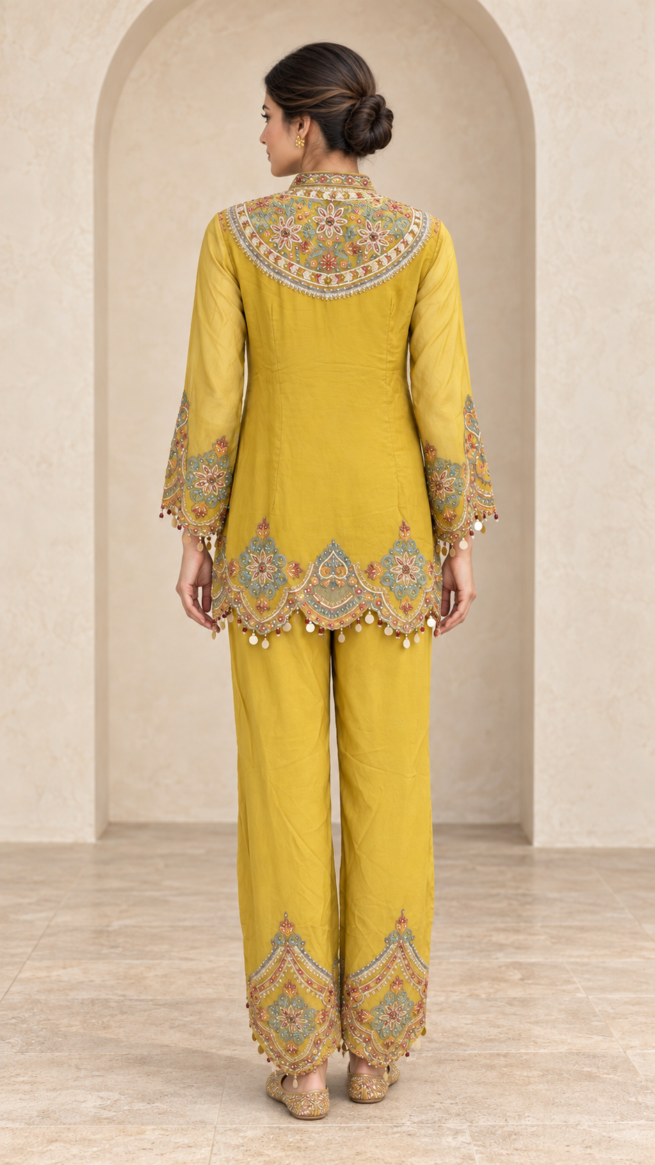 Elegant Olive Green Indo western