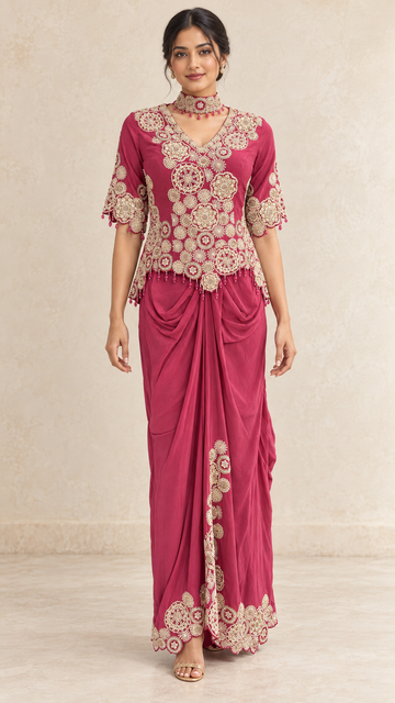 Raspberry Rose Indo western