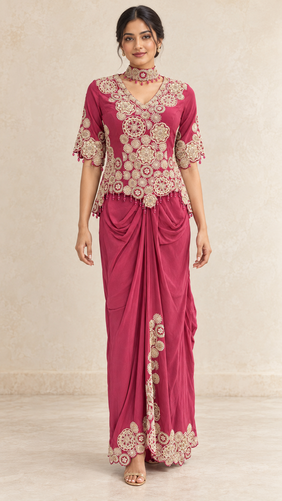 Raspberry Rose Indo western