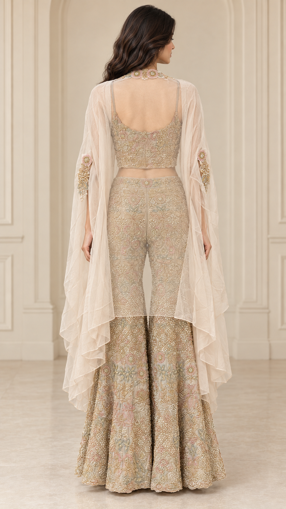 Champagne Ivory Indo western