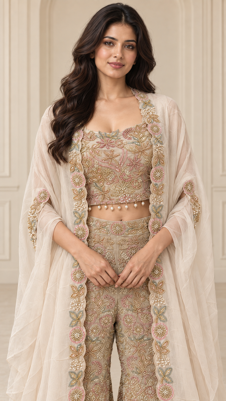 Champagne Ivory Indo western