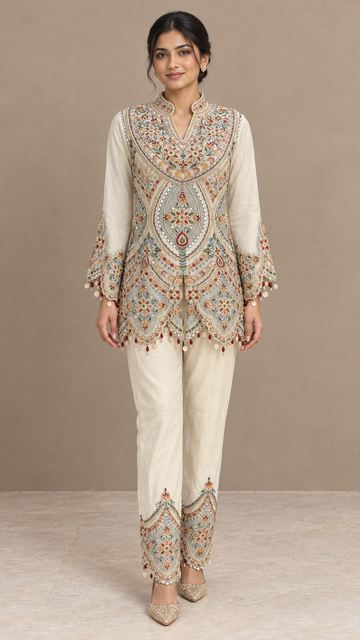 Ivory cream Indo western
