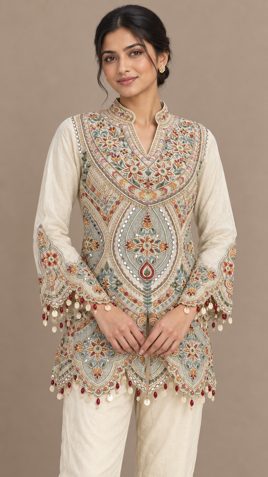 Ivory cream Indo western