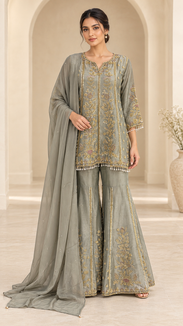 Sage-Grey Gharara