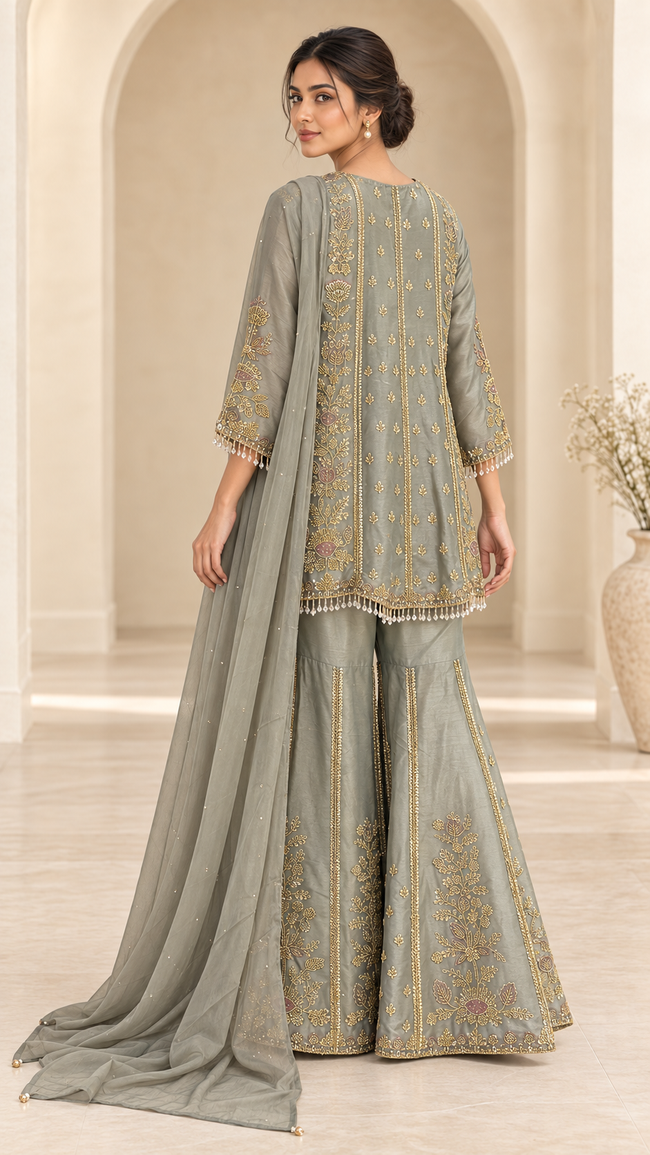 Sage-Grey Gharara